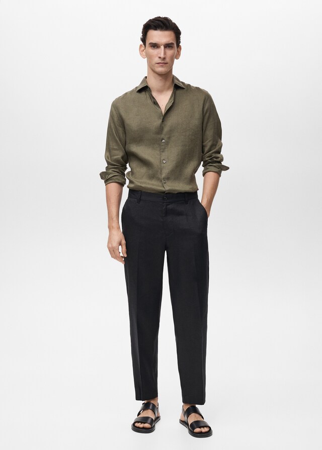 Mango Slim Fit-Hemd aus 100 % Leinen Vatertagsangebot
