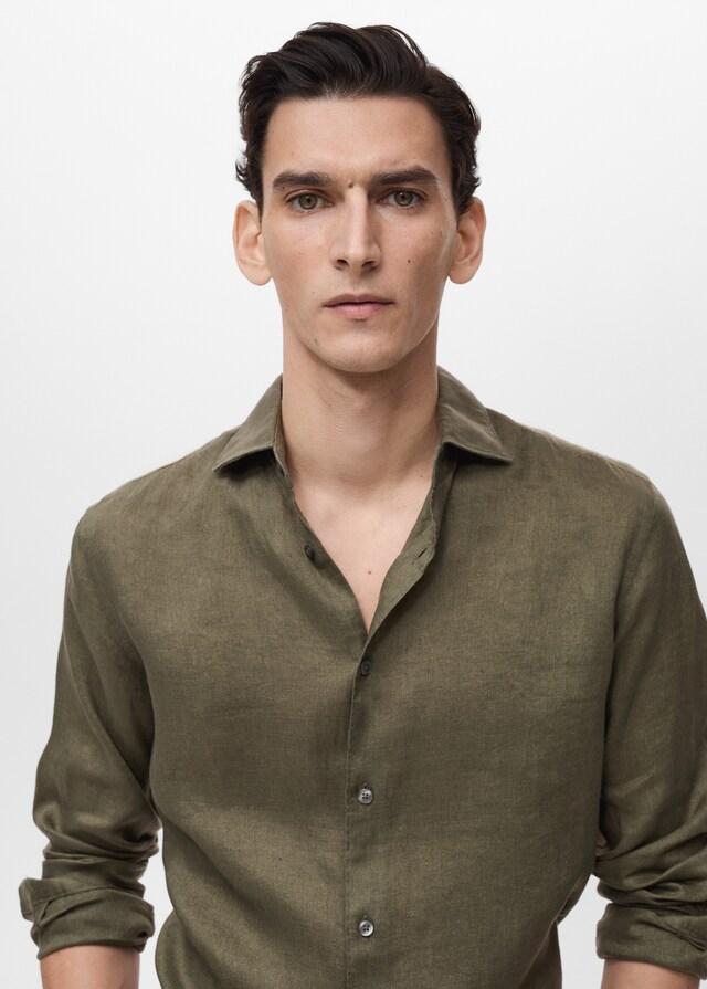 Mango Slim Fit-Hemd aus 100 % Leinen Vatertagsangebot