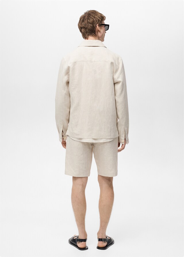 Mango Overshirt mit Taschen aus 100 % Leinen Lagerräumung
