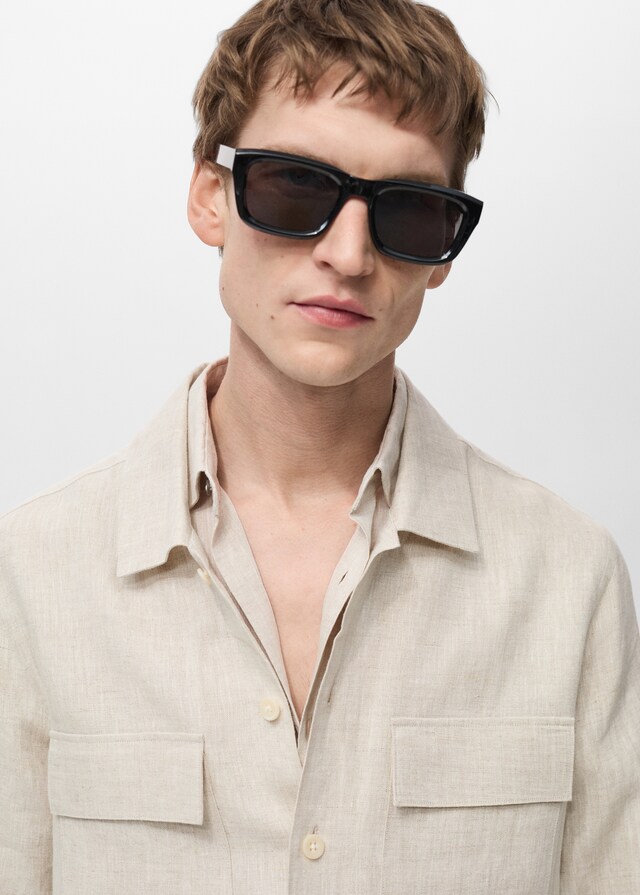 Mango Overshirt mit Taschen aus 100 % Leinen Lagerräumung
