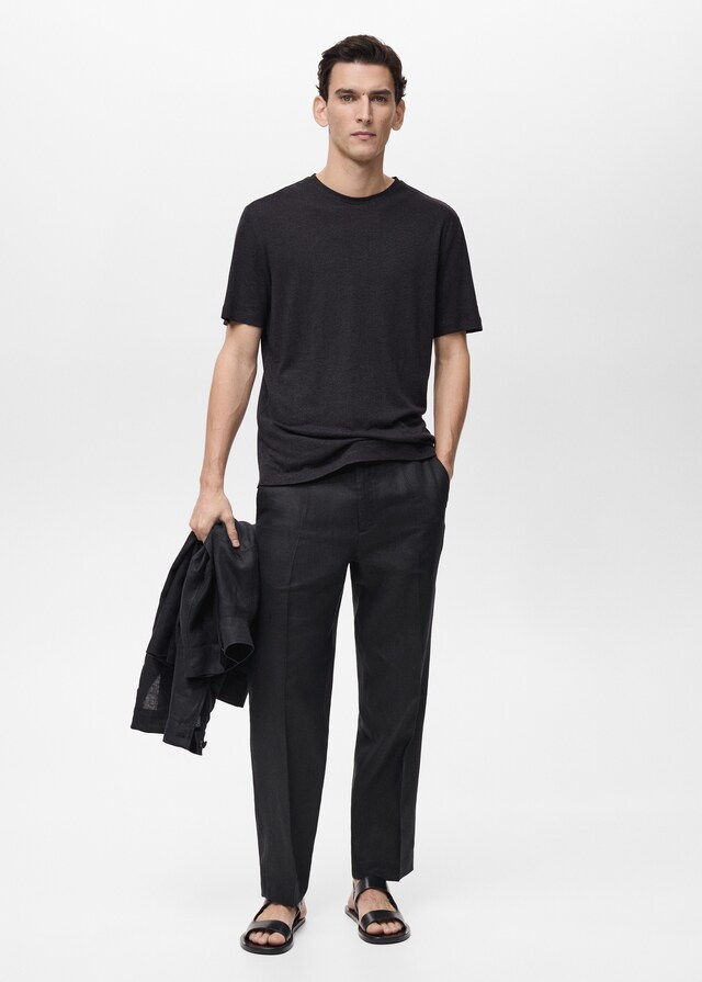 Mango Slim-Fit-T-Shirt aus Leinen Zeitlich begrenztes Angebot