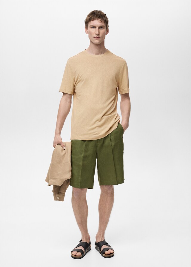 Mango Slim-Fit-T-Shirt aus Leinen Blitzangebot