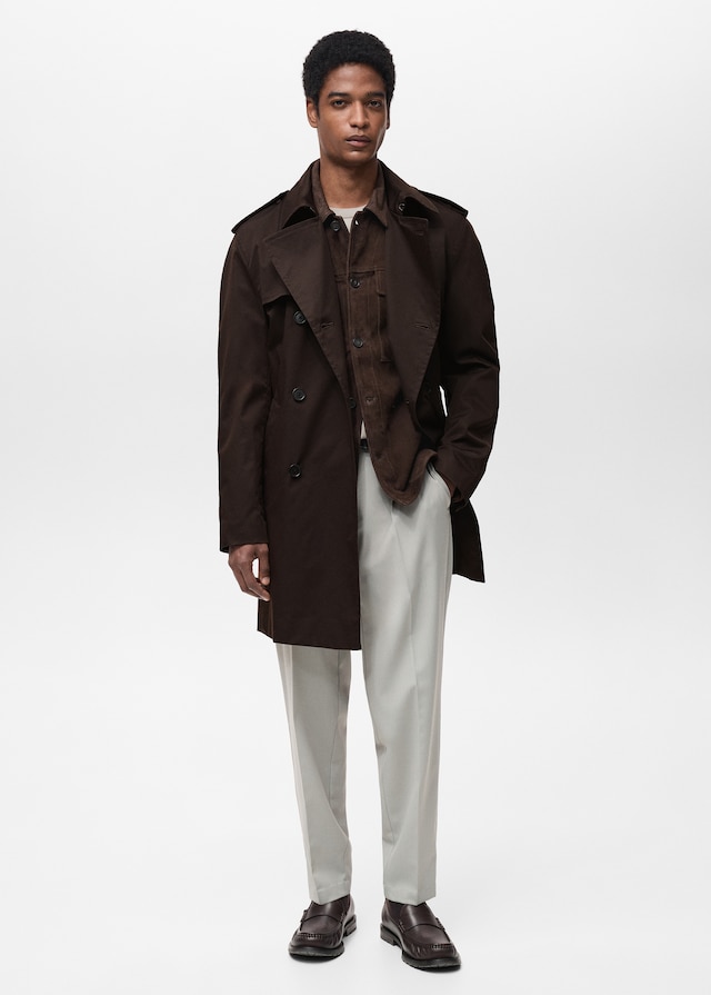 Mango Wasserabweisender Trenchcoat mit Gürtel Räumungsverkauf