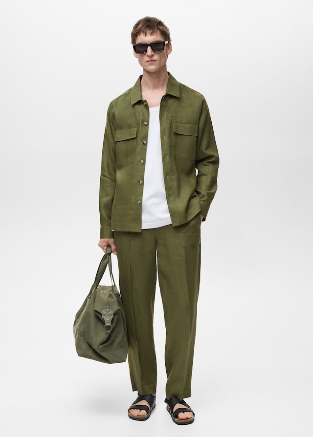 Mango Overshirt mit Taschen aus 100 % Leinen Riesige Ersparnisse