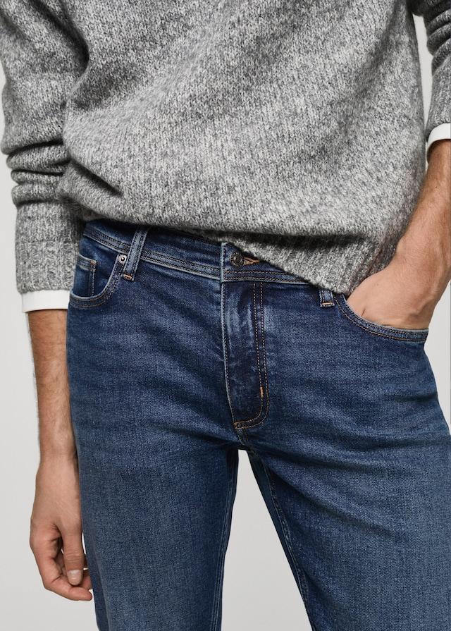 Mango Slim Fit-Jeans Jan im Used-Look mit dunkler Waschung Kostenlose Rückgabe