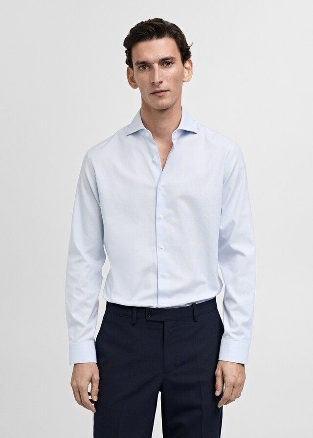 Mango Slim Fit-Oberhemd aus Twill mit Mikroprint Blitzangebot