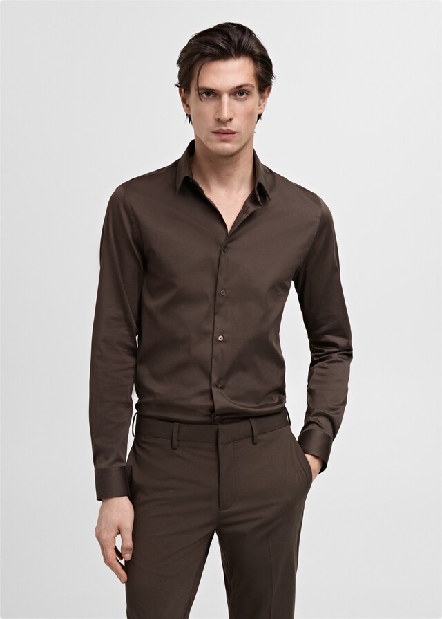 Mango Super Slim Fit-Anzugshemd aus Baumwoll-Stretch Neuheiten