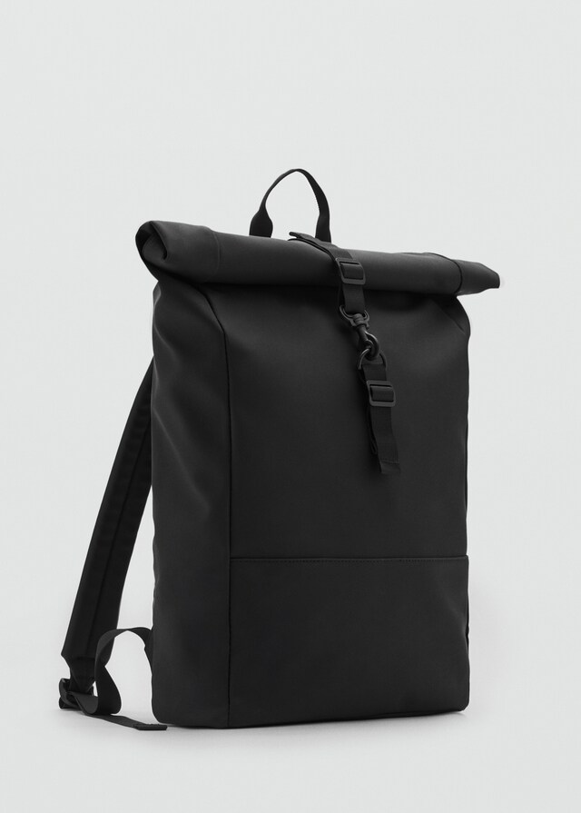 Mango Gummierter Rucksack mit Umschlagverschluss Bis zu 65% Rabatt