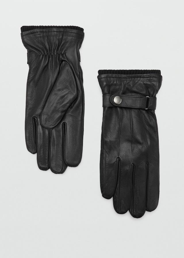 Mango Handschuhe aus 100 % Leder mit verstellbarem Riemen und Knöpfen Begrenzt auf 3 Tage