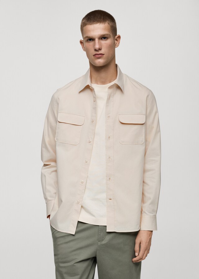 Mango Overshirt aus Baumwoll-Twill mit Taschen Kostenlose Rückgabe