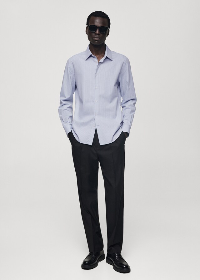 Mango Slim Fit-Baumwollhemd mit Nadelstreifenmuster Letzte 3 Tage