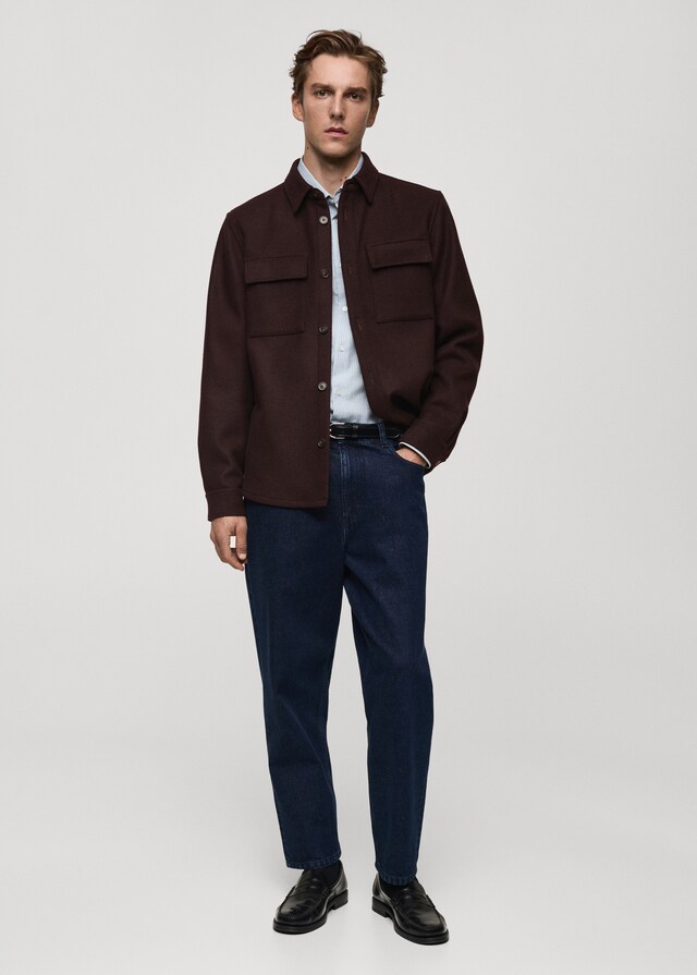 Mango Wollflanell-Overshirt mit Taschen Begrenzt auf 3 Tage