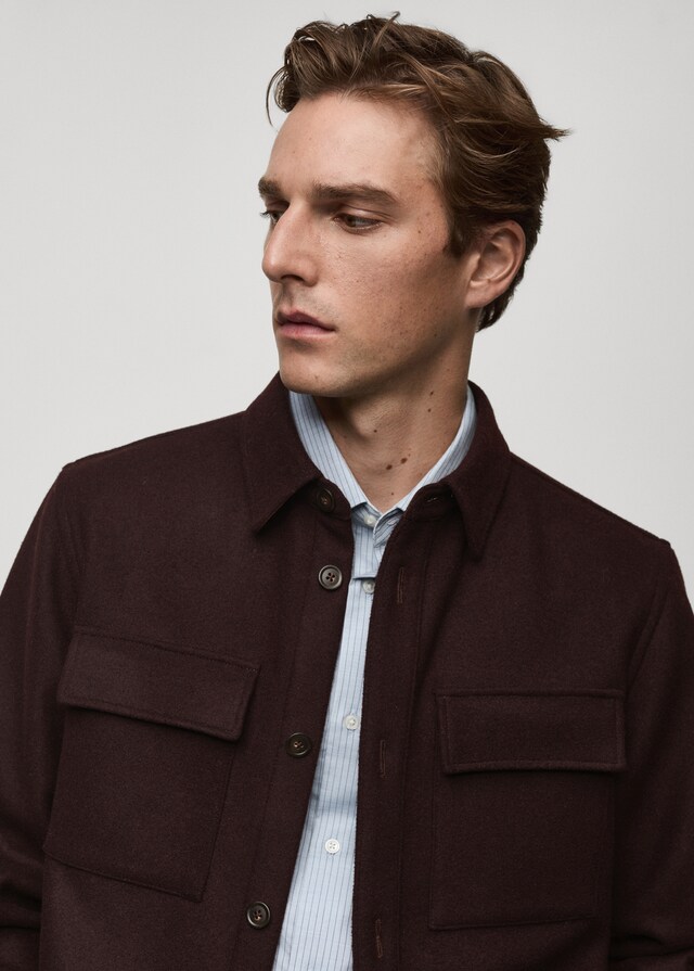 Mango Wollflanell-Overshirt mit Taschen Begrenzt auf 3 Tage