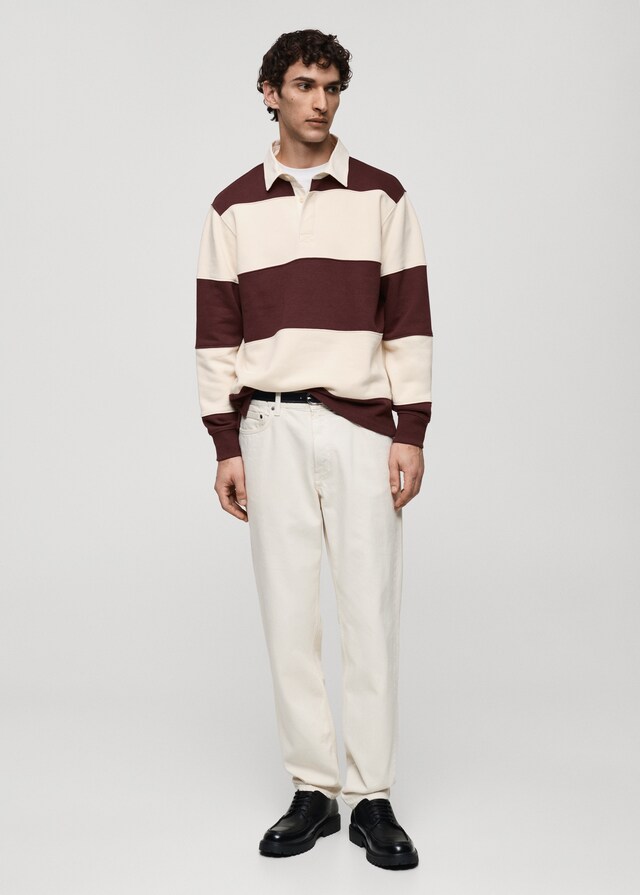 Mango Gestreiftes Polo-Sweatshirt aus Baumwolle Outlet