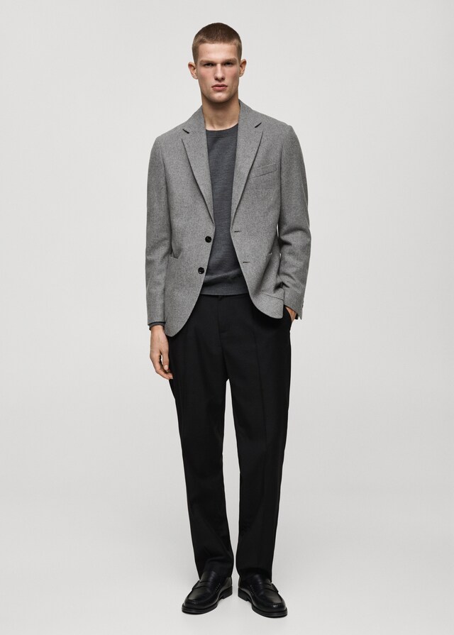 Mango Slim Fit-Wollblazer mit Hahnentrittmuster Günstiger Verkauf