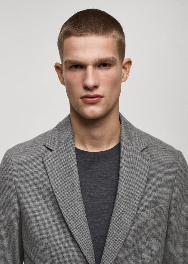 Mango Slim Fit-Wollblazer mit Hahnentrittmuster Günstiger Verkauf