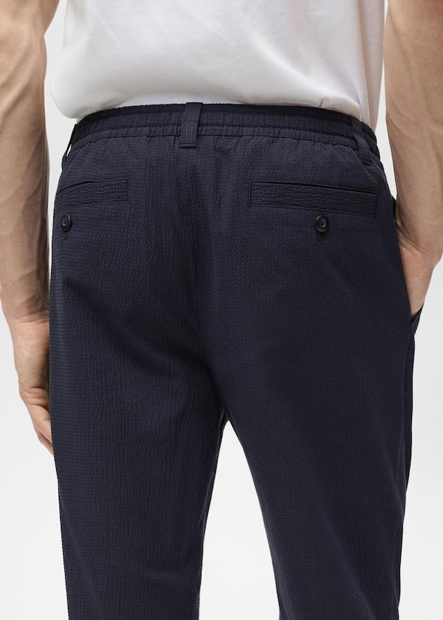 Mango Seersucker-Baumwollhose Saisonschlussverkauf