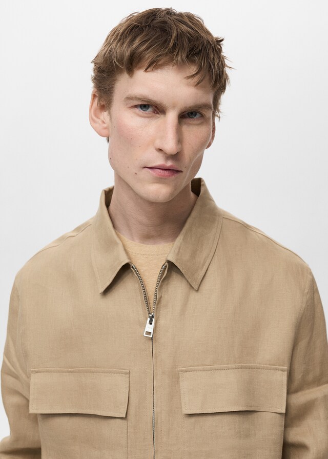 Mango Jacke aus 100 % Leinen mit Taschen Valentinstagsangebot