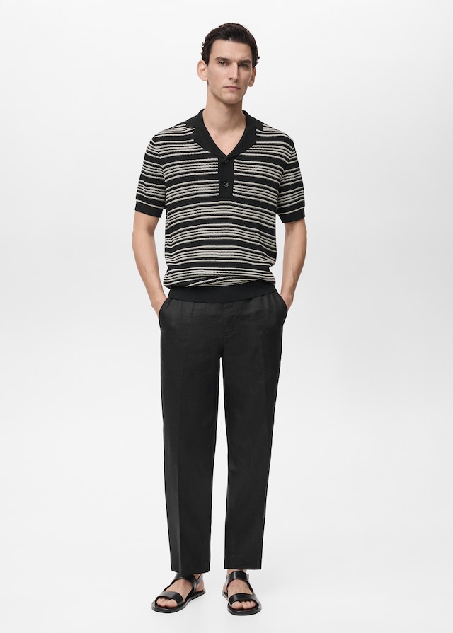 Mango Gestricktes Polo mit Streifen Jubiläumsangebot