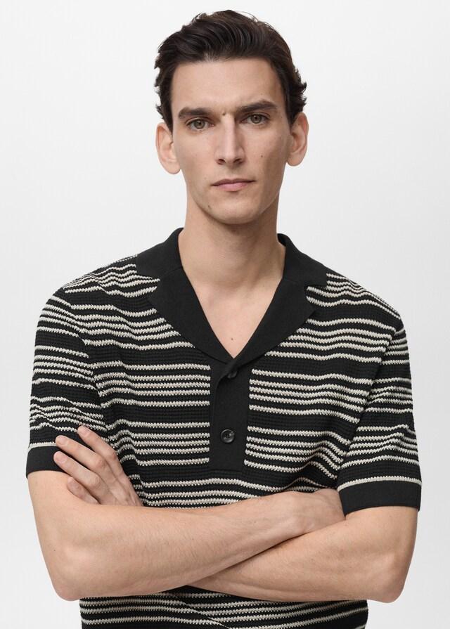 Mango Gestricktes Polo mit Streifen Jubiläumsangebot