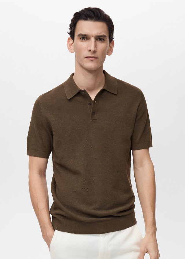 Mango Slim-Fit-Strick-T-Shirt mit Struktur Lagerräumung