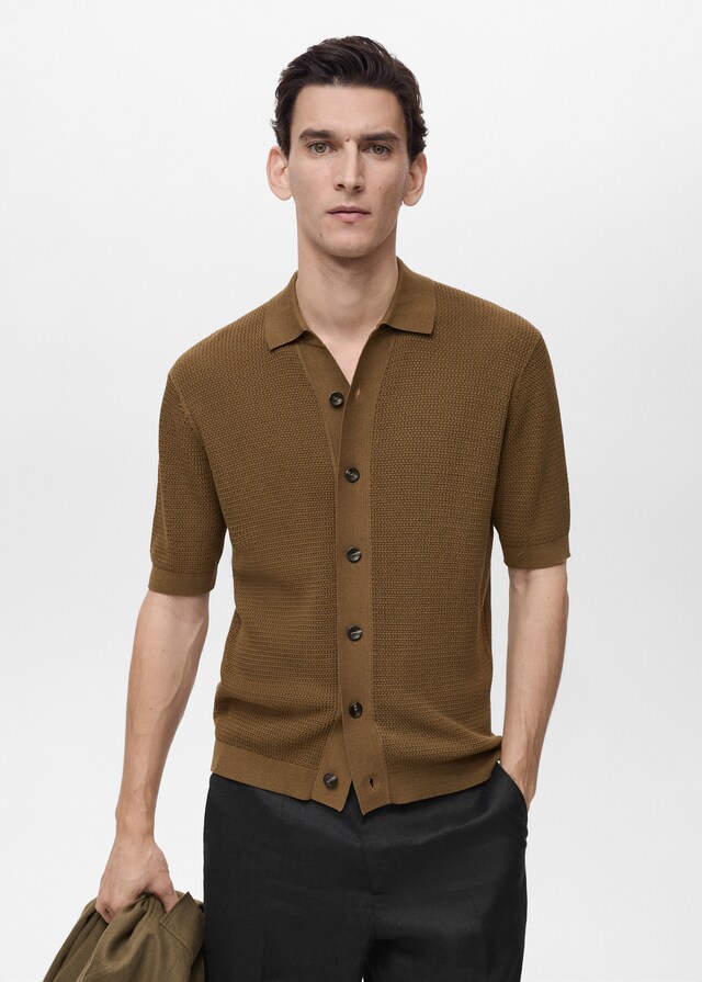 Mango Strukturiertes Strickhemd Top Angebot