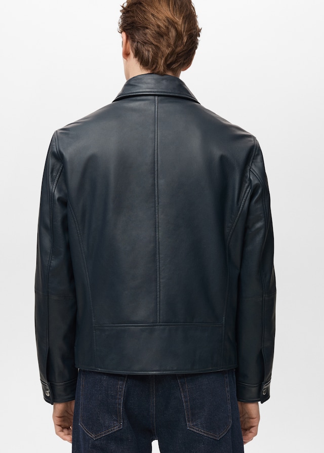 Mango Nappaleder-Jacke mit Taschen Große Rabatte