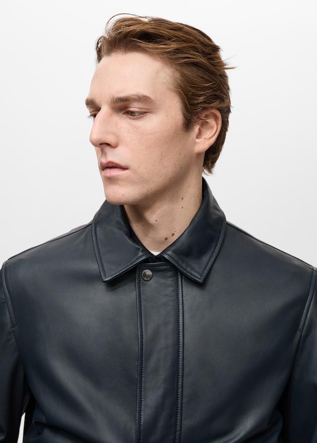 Mango Nappaleder-Jacke mit Taschen Große Rabatte