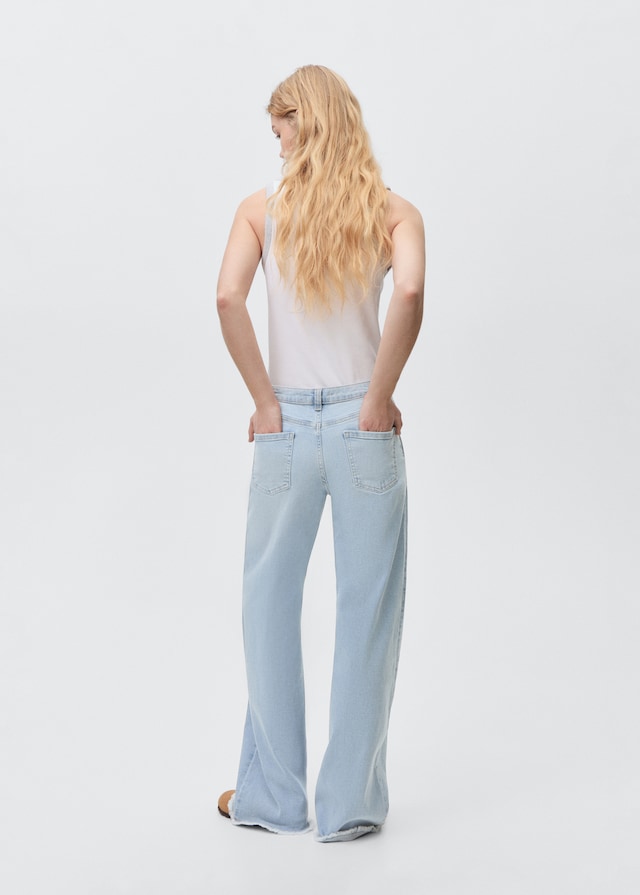 Mango Wideleg-Jeans mit ausgefranstem Saum Tiefpreis