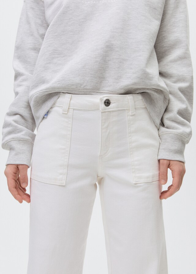 Mango Wideleg-Jeans mit ausgefranstem Saum Wochenangebot