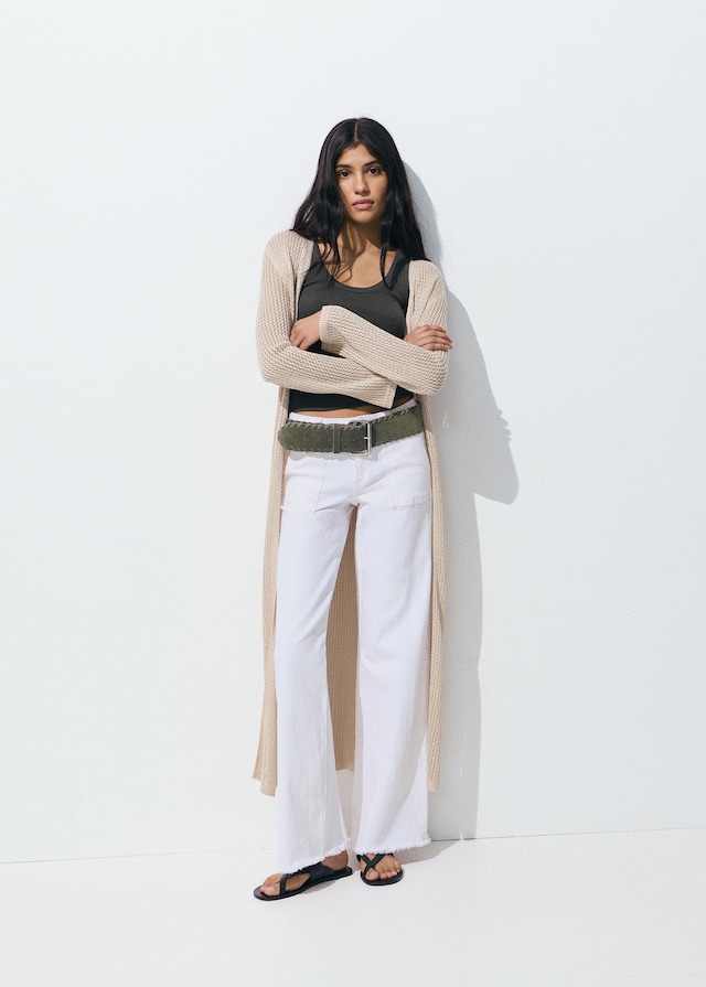 Mango Wideleg-Jeans mit ausgefranstem Saum Wochenangebot