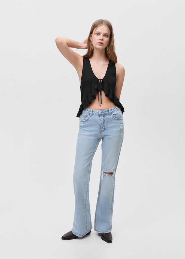 Mango Flared Jeans mit Zierrissen Begrenzte Freigabe