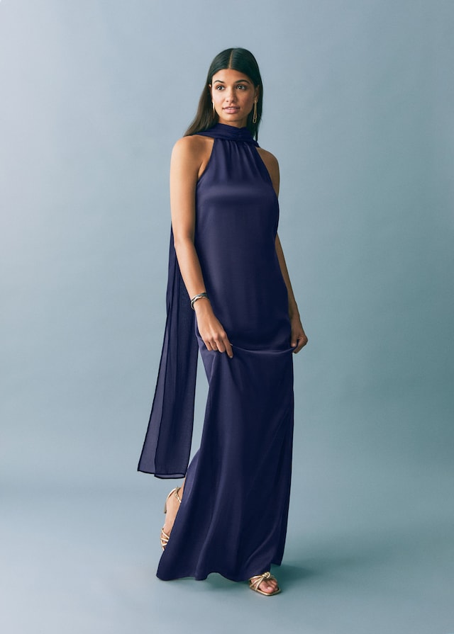 Mango Satiniertes Neckholderkleid Neueste Stile