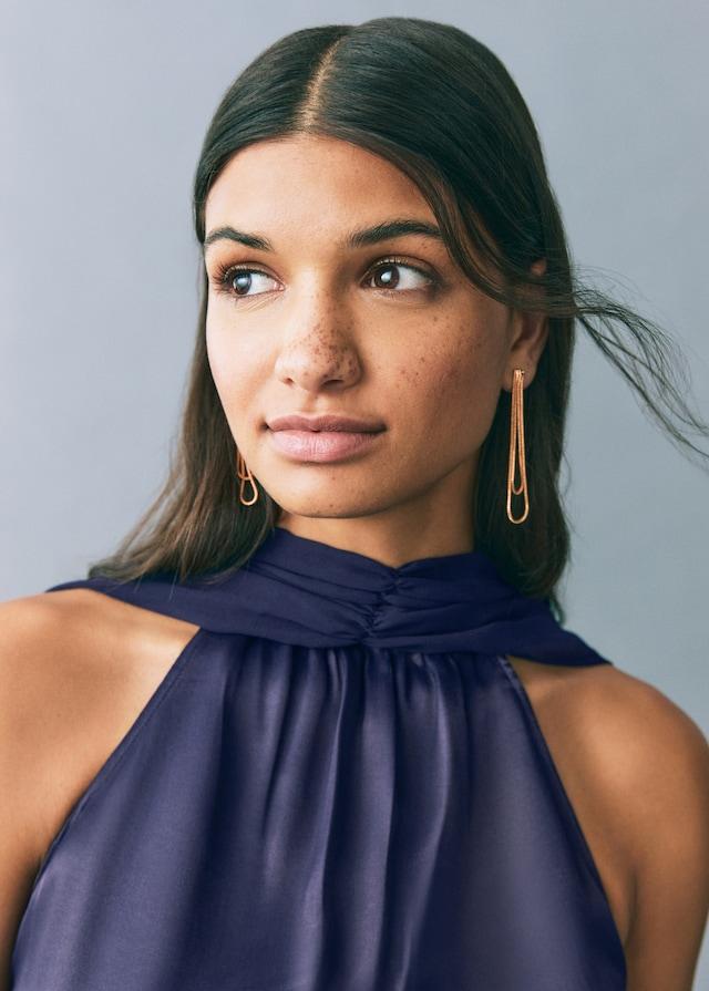 Mango Satiniertes Neckholderkleid Neueste Stile