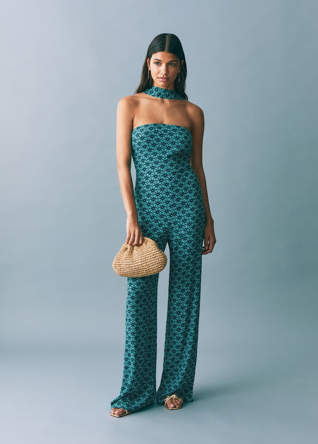 Mango Gemusterter Jumpsuit mit Schleife Letzte 2 Tage
