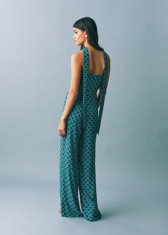 Mango Gemusterter Jumpsuit mit Schleife Letzte 2 Tage