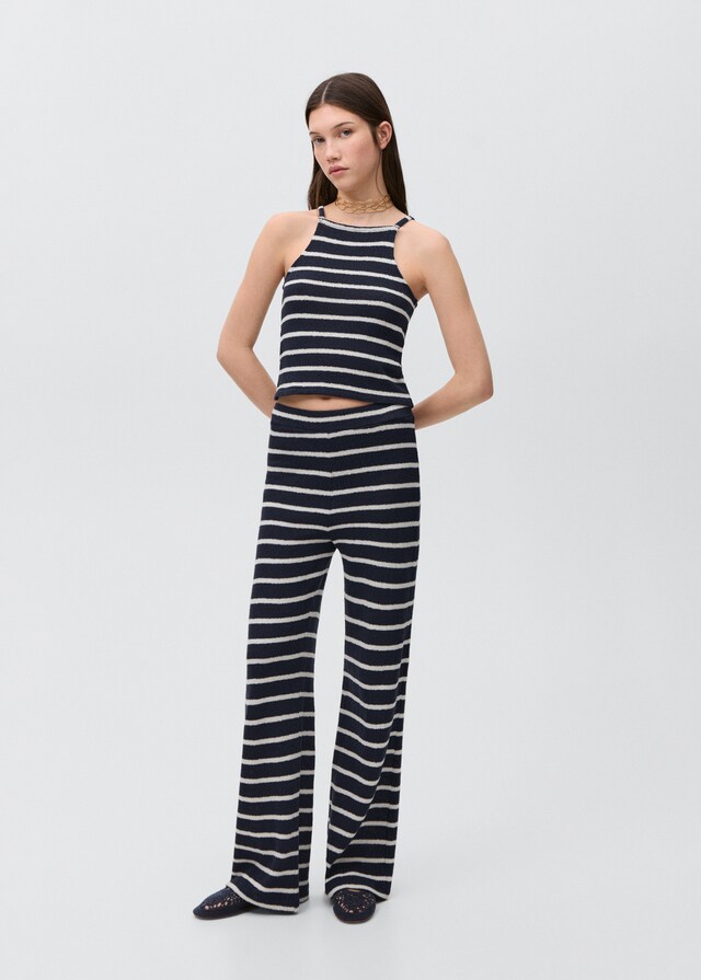 Mango Gestreiftes Neckholder-Top Super Rabatt