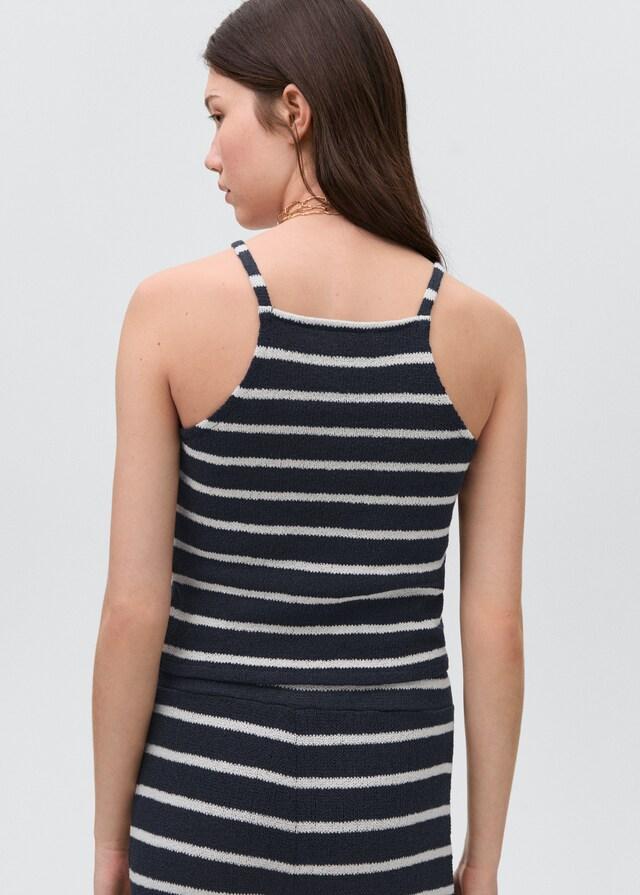 Mango Gestreiftes Neckholder-Top Super Rabatt