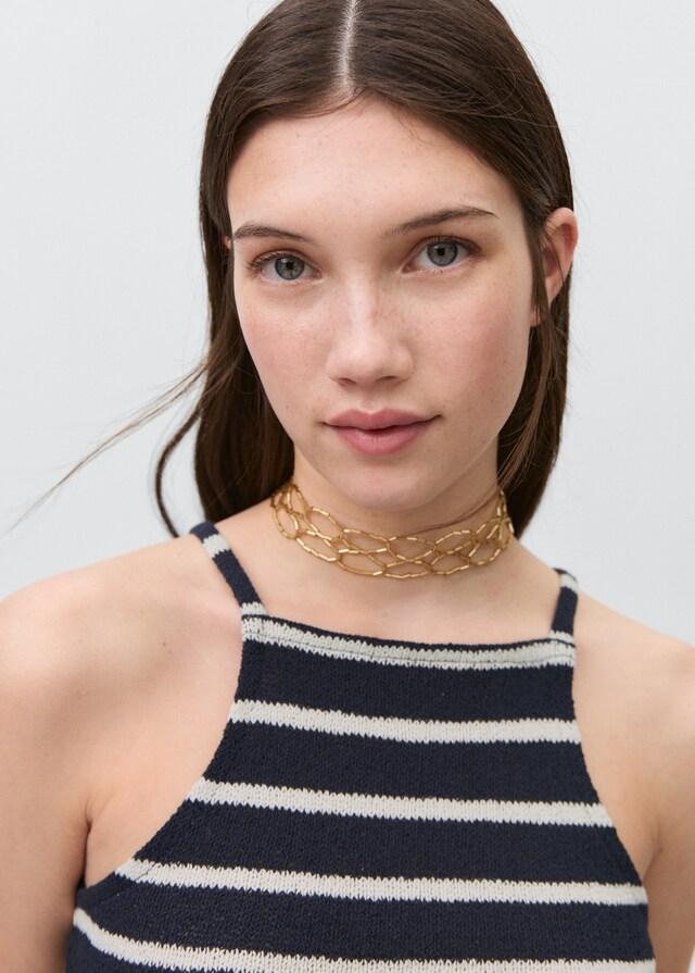 Mango Gestreiftes Neckholder-Top Super Rabatt