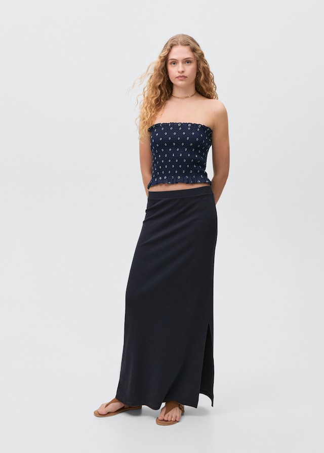 Mango Gemustertes Top mit Raffdetails 50% Rabatt mit kostenlosem Versand