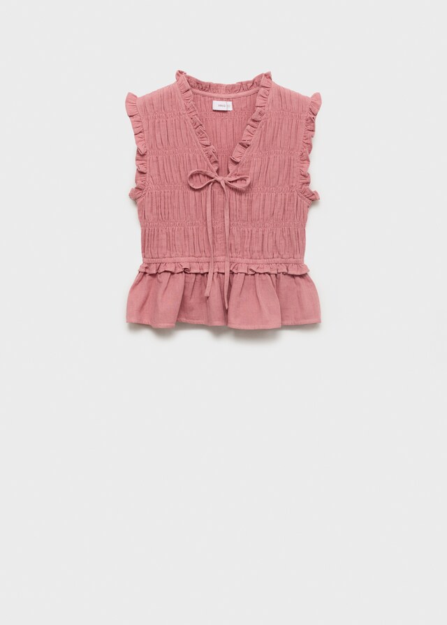 Mango Geraffte Rüschenbluse Clearance-Verkauf