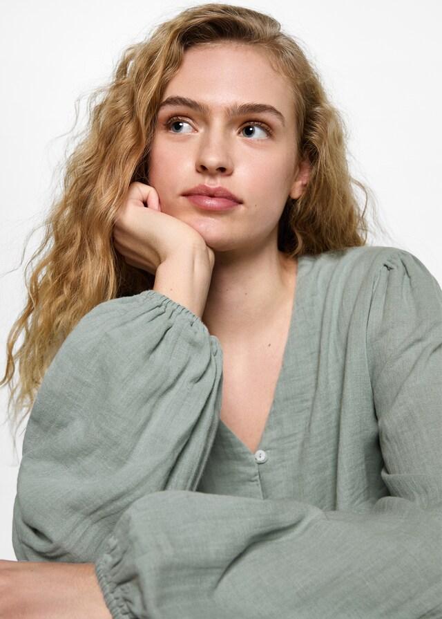 Mango Bluse mit V-Ausschnitt Fabrikladen