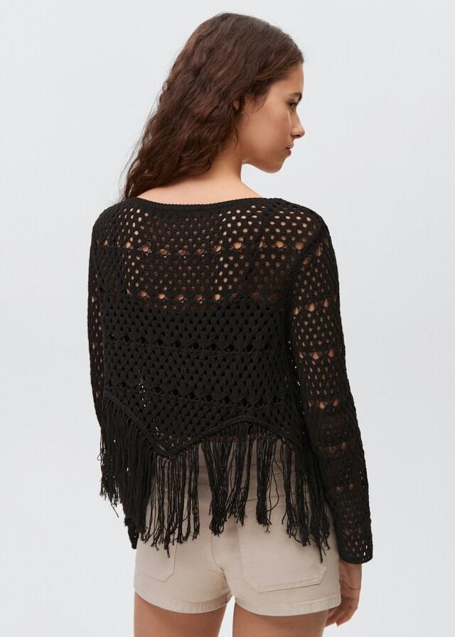 Mango Pullover mit Lochmuster und Fransendetail Online