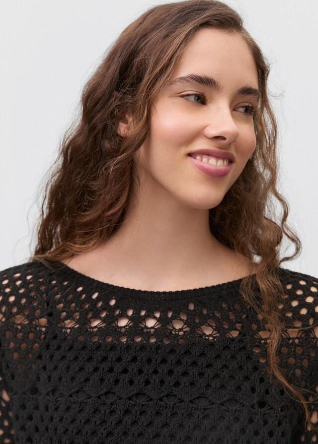 Mango Pullover mit Lochmuster und Fransendetail Online