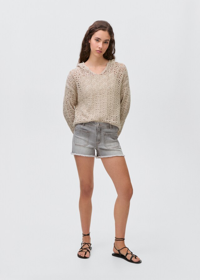 Mango Kapuzenpullover mit Lochmuster Auslauf