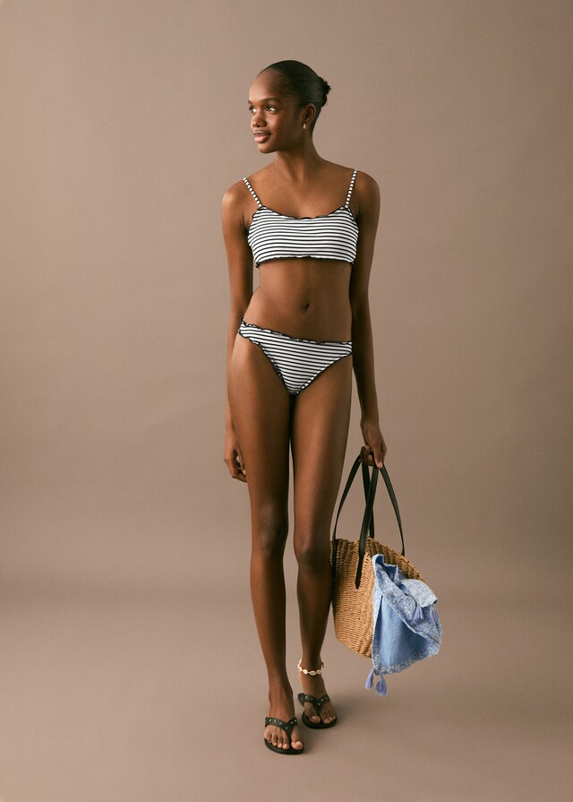 Mango Gestreifter Bikini mit Borte Hotsell