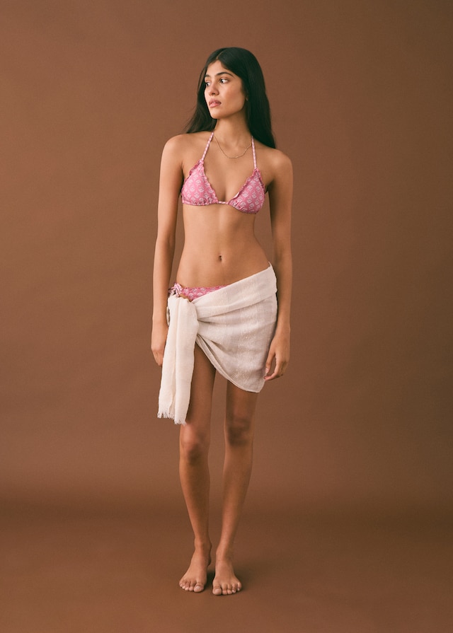 Mango Gemusterter Bikini mit Borte im Angebot