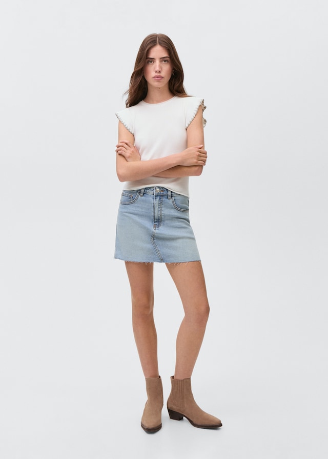 Mango Jeans-Minirock mit ausgefranstem Saum Kostenloser Versand