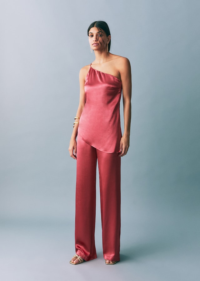 Mango Satinierte gerade Hose Sonderangebot