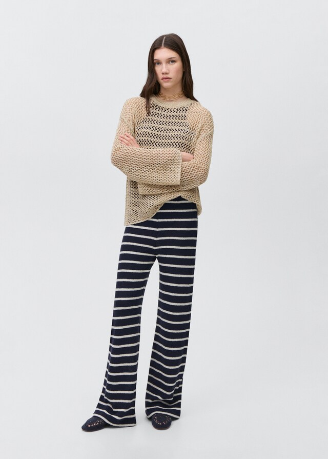 Mango Gestreifte Jersey-Hose Rabatt